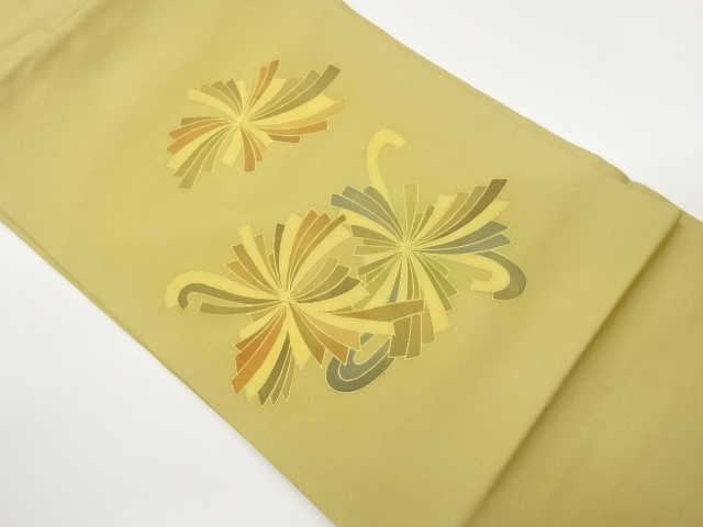 JAPANESE KIMONO / SHISE KINZAI ABSTRACT PINE NEEDLE PATTERN NAGOYA OBI